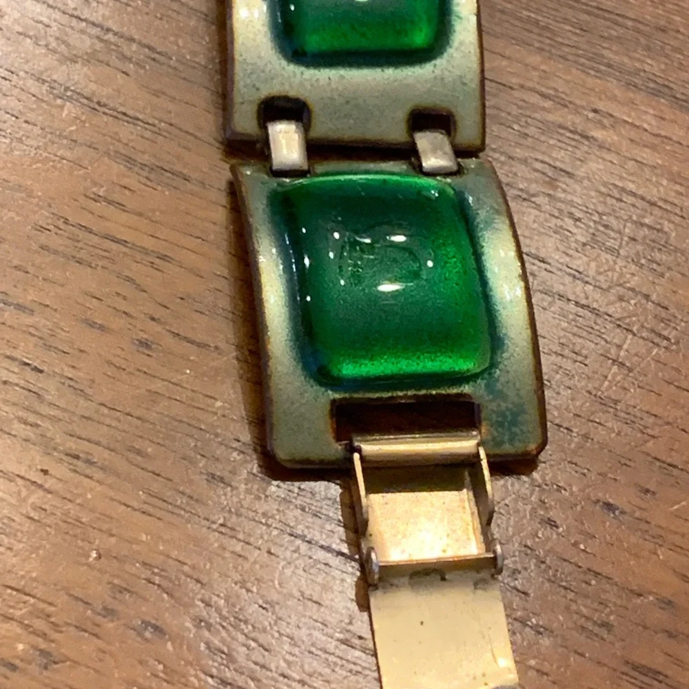 Kay Denning Enamel Link Bracelet - Signed Statement Piece highly collectible